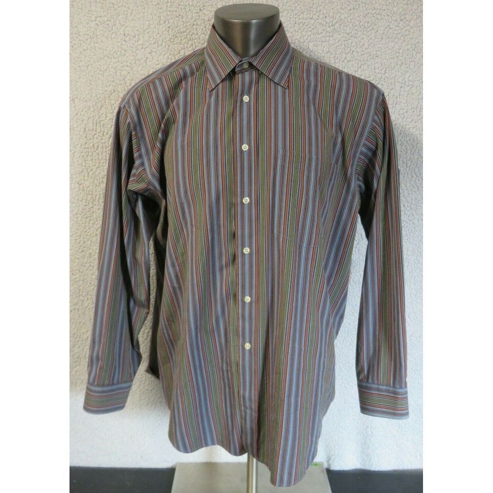 Mens Wellington & Walker Long Sleeve Button Front Shirt Size 17 34/35 Multicolor